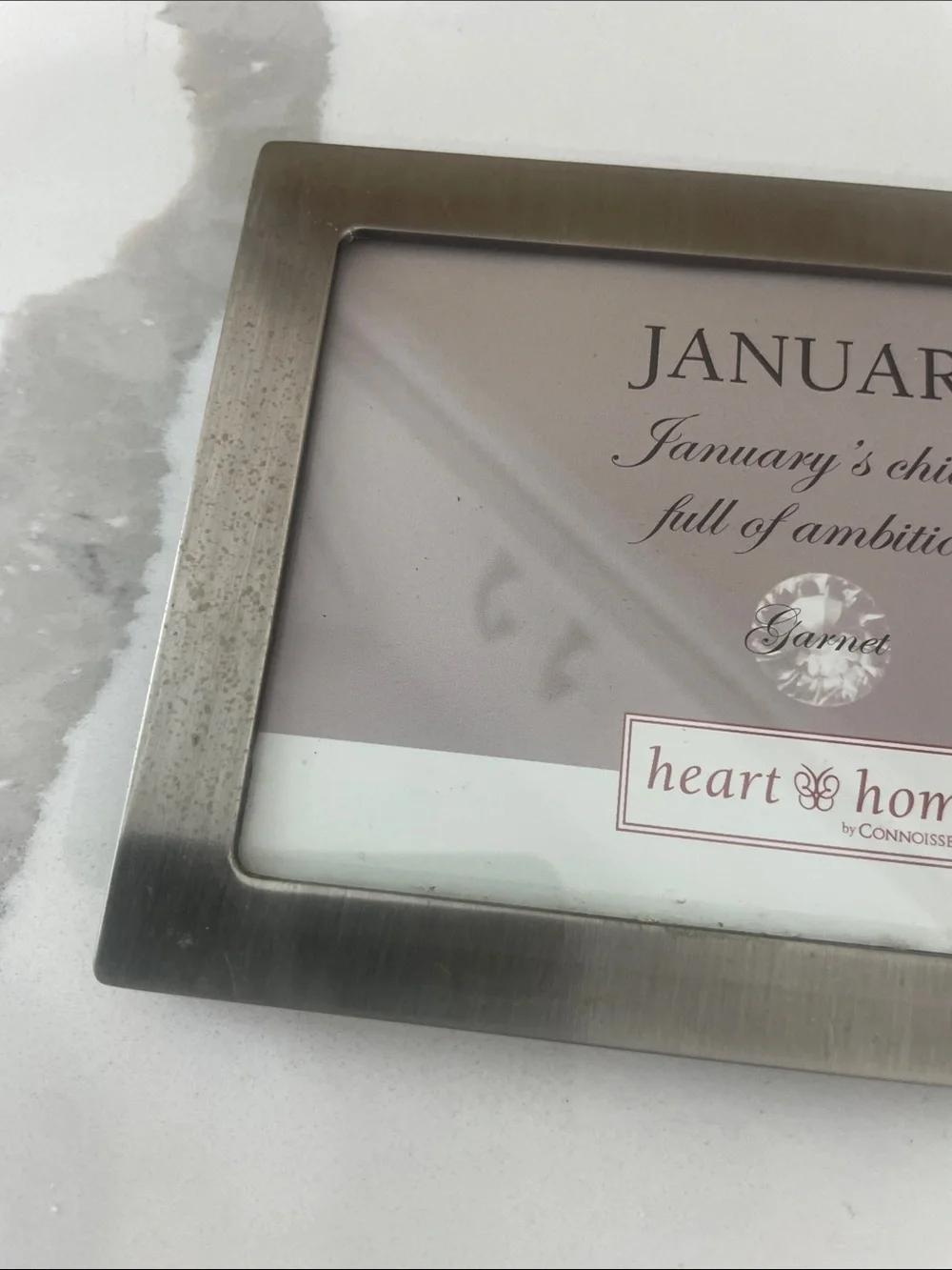 Heart & Home Silver Picture Frame with Red Accent Gem